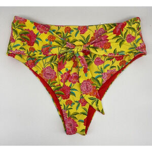 New VYB Vicious Young Babes Bikini Bottom Women's Sz L‎ Hi Waist Bow Tie Floral